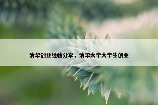 清华创业经验分享，清华大学大学生创业