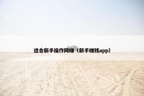 适合新手操作网赚（新手赚钱app）