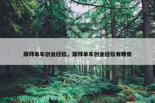摩拜单车创业经验，摩拜单车创业经验有哪些