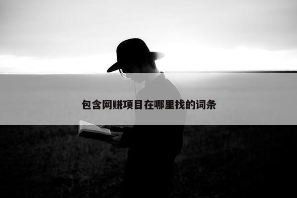 包含网赚项目在哪里找的词条