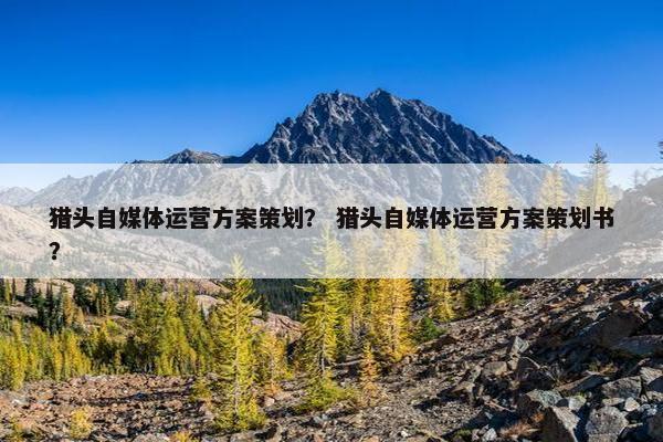 猎头自媒体运营方案策划？ 猎头自媒体运营方案策划书？