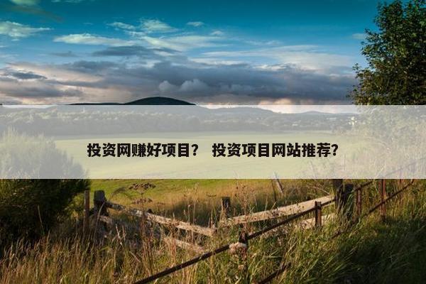 投资网赚好项目？ 投资项目网站推荐？