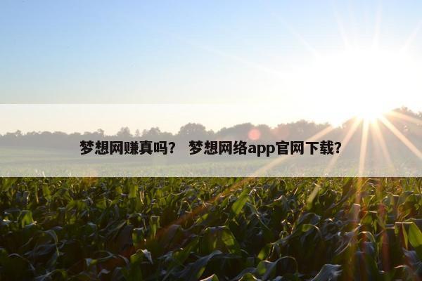梦想网赚真吗？ 梦想网络app官网下载？