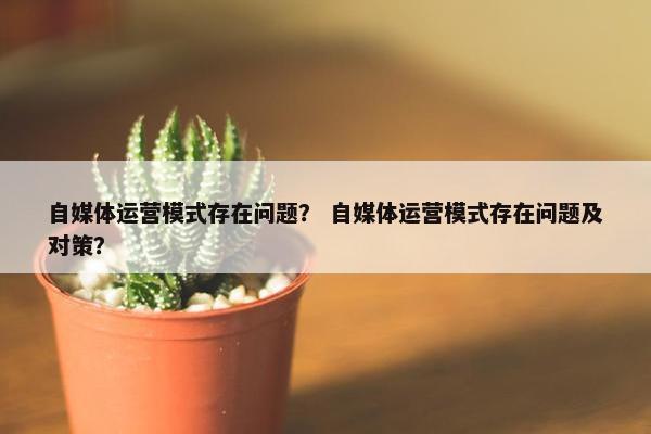 自媒体运营模式存在问题？ 自媒体运营模式存在问题及对策？