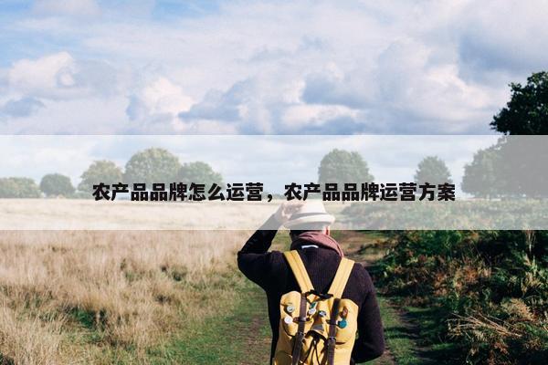 农产品品牌怎么运营，农产品品牌运营方案