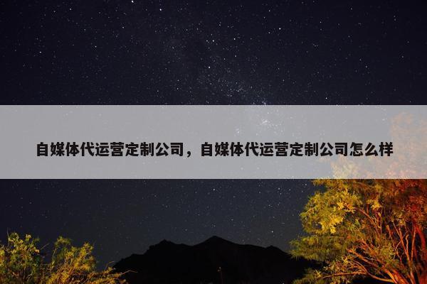 自媒体代运营定制公司，自媒体代运营定制公司怎么样