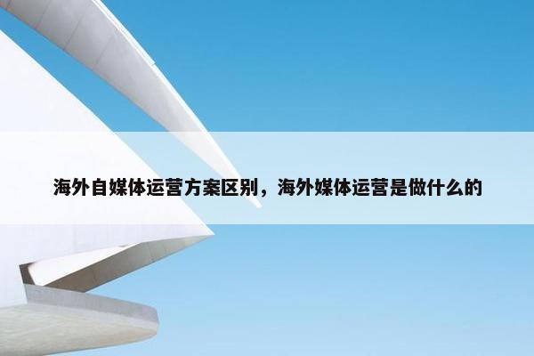 海外自媒体运营方案区别，海外媒体运营是做什么的