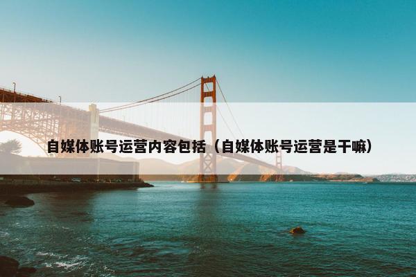 自媒体账号运营内容包括（自媒体账号运营是干嘛）