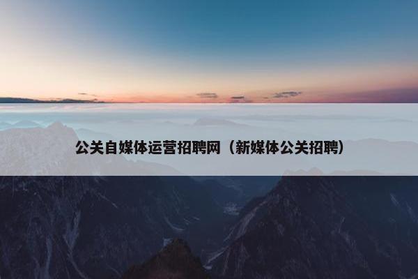 公关自媒体运营招聘网（新媒体公关招聘）