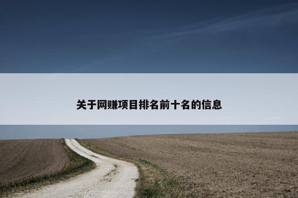 关于网赚项目排名前十名的信息