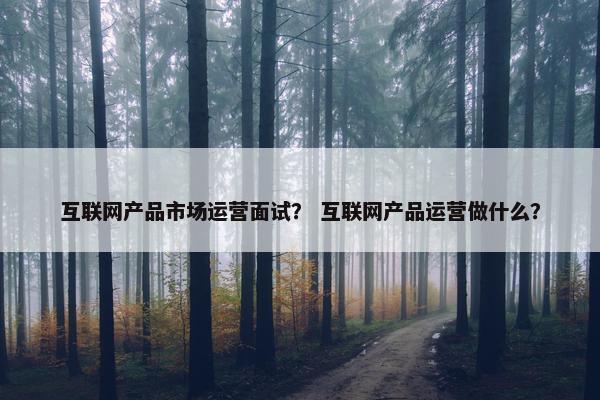 互联网产品市场运营面试？ 互联网产品运营做什么？