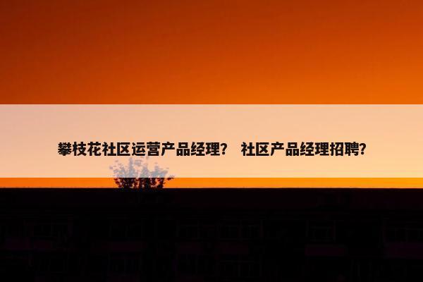 攀枝花社区运营产品经理？ 社区产品经理招聘？
