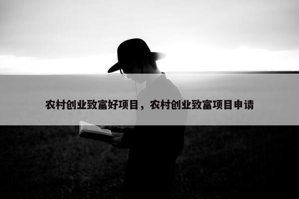 农村创业致富好项目，农村创业致富项目申请
