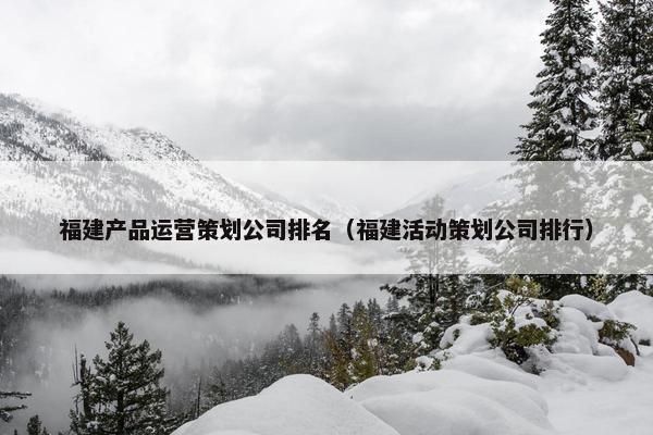 福建产品运营策划公司排名（福建活动策划公司排行）