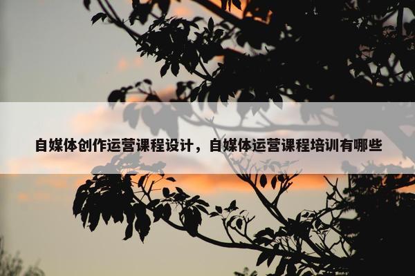 自媒体创作运营课程设计，自媒体运营课程培训有哪些
