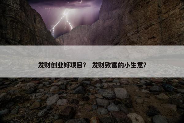 发财创业好项目？ 发财致富的小生意？