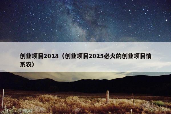 创业项目2018（创业项目2025必火的创业项目情系农）