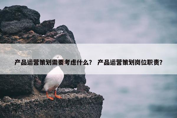 产品运营策划需要考虑什么？ 产品运营策划岗位职责？