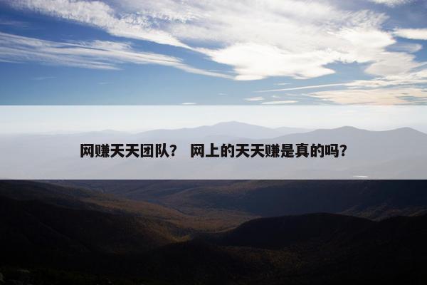 网赚天天团队？ 网上的天天赚是真的吗？