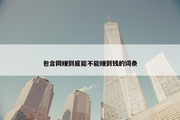 包含网赚到底能不能赚到钱的词条
