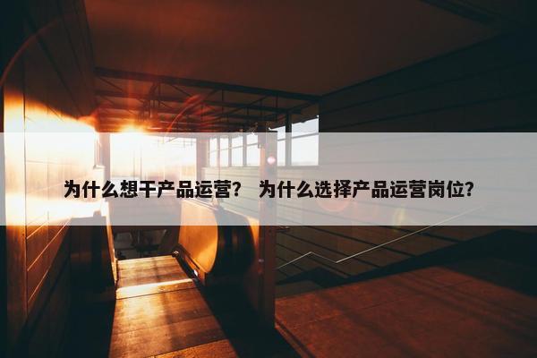 为什么想干产品运营？ 为什么选择产品运营岗位？