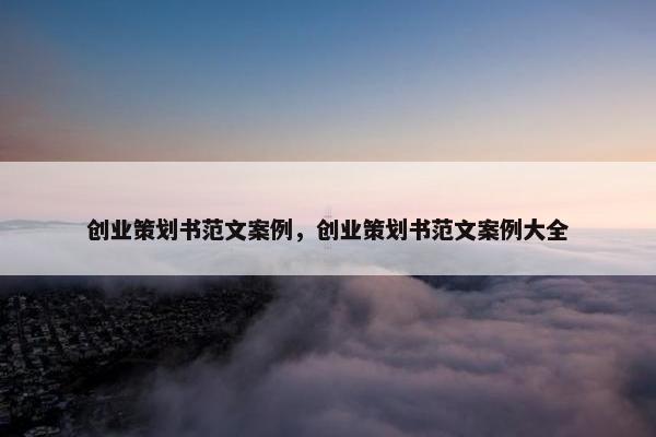 创业策划书范文案例，创业策划书范文案例大全