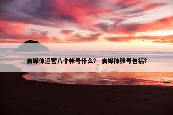 自媒体运营八个帐号什么？ 自媒体账号包括？