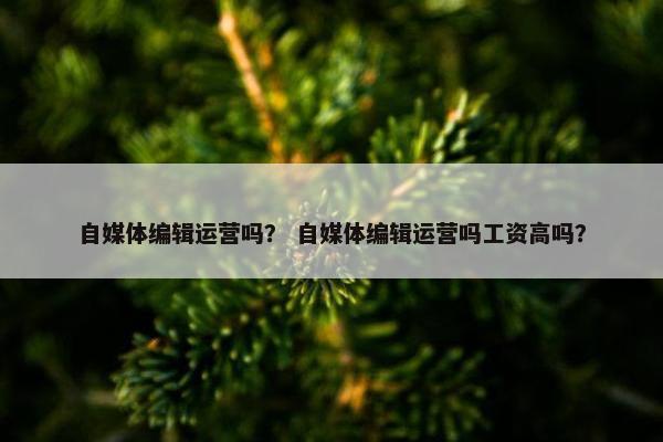 自媒体编辑运营吗？ 自媒体编辑运营吗工资高吗？