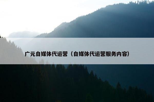 广元自媒体代运营（自媒体代运营服务内容）