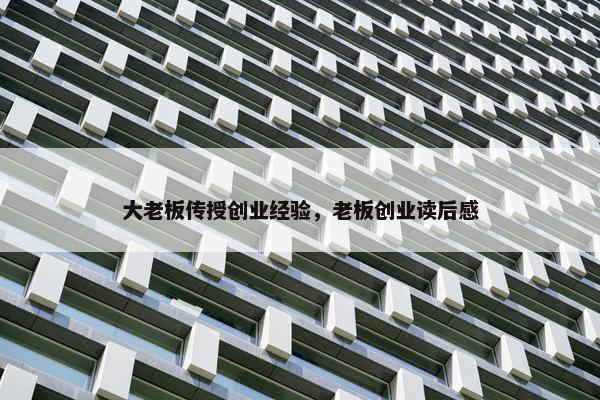 大老板传授创业经验，老板创业读后感