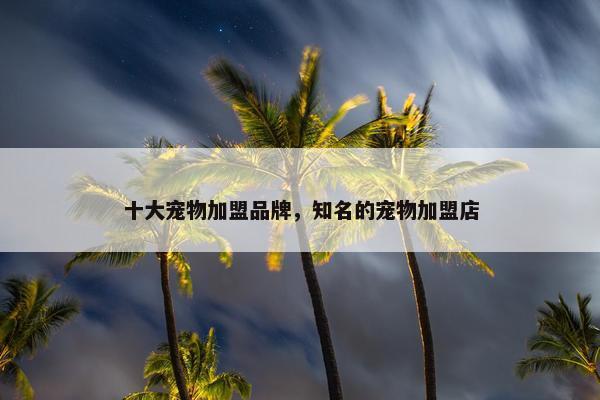十大宠物加盟品牌，知名的宠物加盟店
