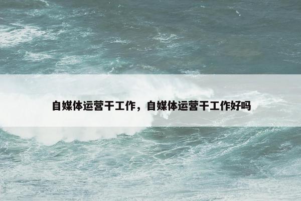 自媒体运营干工作，自媒体运营干工作好吗