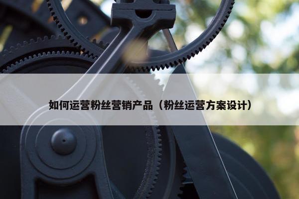 如何运营粉丝营销产品（粉丝运营方案设计）