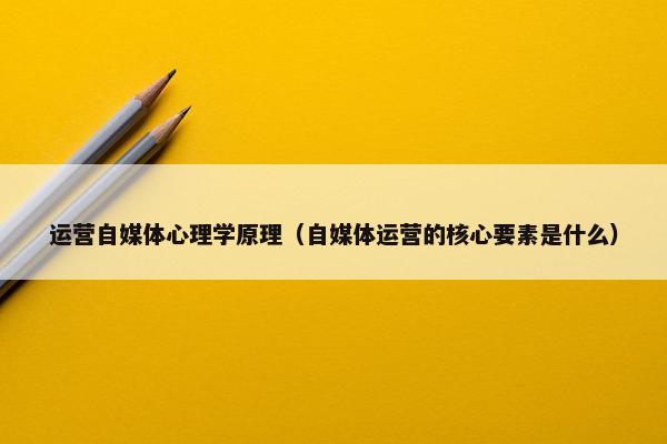 运营自媒体心理学原理（自媒体运营的核心要素是什么）