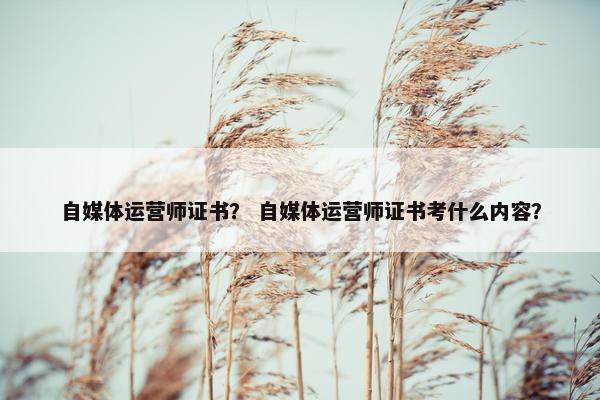 自媒体运营师证书？ 自媒体运营师证书考什么内容？