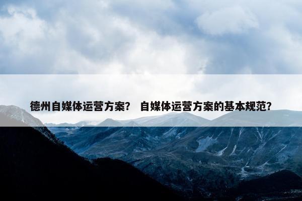 德州自媒体运营方案？ 自媒体运营方案的基本规范？