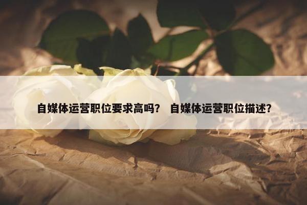 自媒体运营职位要求高吗？ 自媒体运营职位描述？