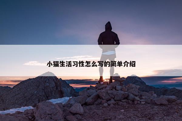 小猫生活习性怎么写的简单介绍