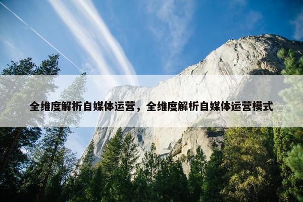 全维度解析自媒体运营，全维度解析自媒体运营模式