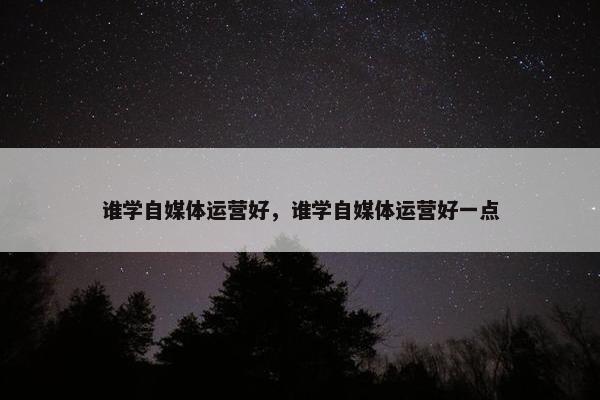 谁学自媒体运营好，谁学自媒体运营好一点