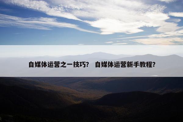 自媒体运营之一技巧？ 自媒体运营新手教程？