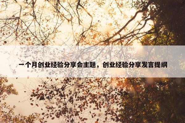 一个月创业经验分享会主题，创业经验分享发言提纲