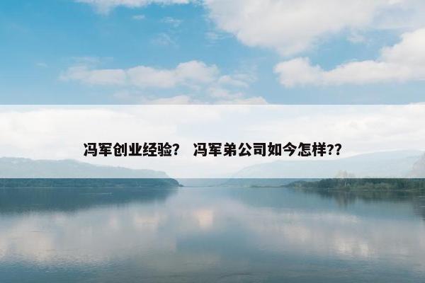 冯军创业经验？ 冯军弟公司如今怎样?？