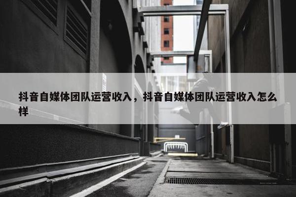 抖音自媒体团队运营收入，抖音自媒体团队运营收入怎么样