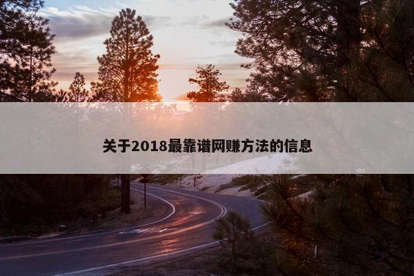 关于2018最靠谱网赚方法的信息