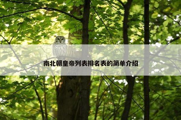 南北朝皇帝列表排名表的简单介绍