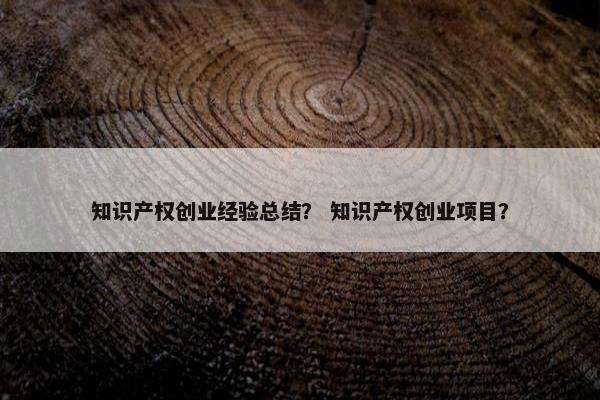 知识产权创业经验总结？ 知识产权创业项目？