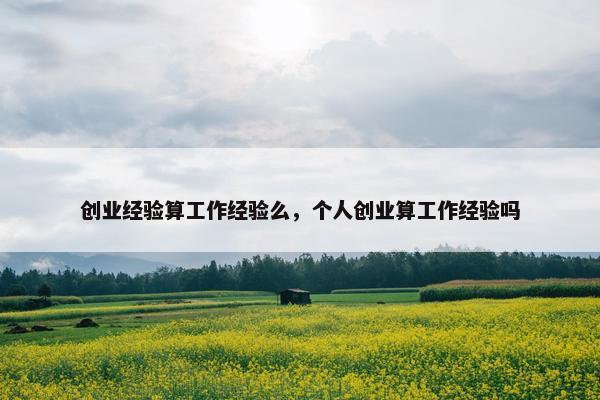 创业经验算工作经验么，个人创业算工作经验吗