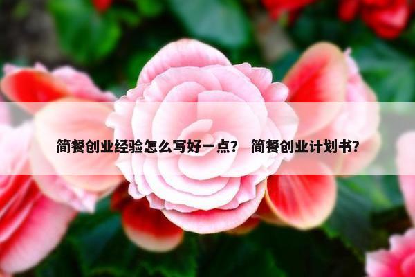 简餐创业经验怎么写好一点？ 简餐创业计划书？