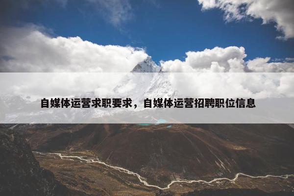 自媒体运营求职要求，自媒体运营招聘职位信息